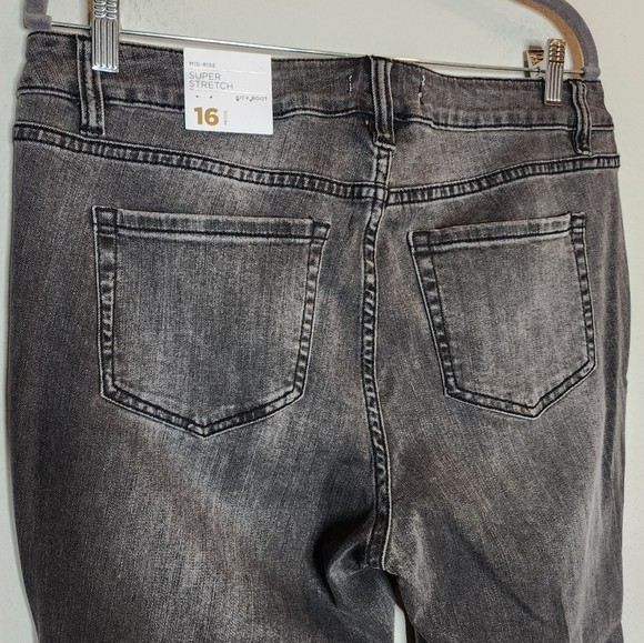 NWT Lane Bryant Pearl Embellished Kick Boot charcoal Super stretch jeans Sz 16P - Picture 10 of 16